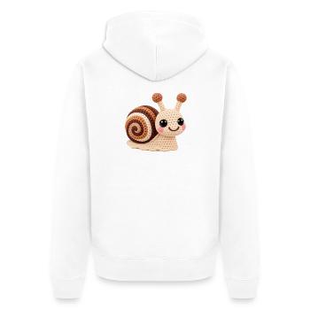 Kuschelige Amigurumi Schnecke - Unisex Premium Bio Zip Hoodie - Weiß - Hinten - Thijin (182cm)