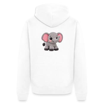 Amigurumi Elefant Kuscheltraum - Unisex Premium Bio Zip Hoodie - Weiß - Hinten - Thijin (182cm)