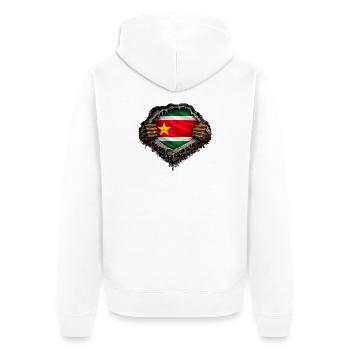 Flagge von Guadeloupe Hyper Realistische Streetwear - Unisex Premium Bio Zip Hoodie - Weiß - Hinten - Thijin (182cm)