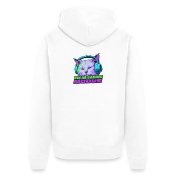 Gaming-Modus Katze mit Kopfhörer - Unisex Premium Bio Zip Hoodie - Weiß - Hinten - Thijin (182cm)