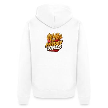 Fryday Vibes Pommes - Unisex Premium Bio Zip Hoodie - Weiß - Hinten - Thijin (182cm)