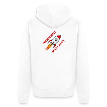 Nichts hält mich auf Rakete - Unisex Premium Bio Zip Hoodie - Weiß - Hinten - Thijin (182cm)