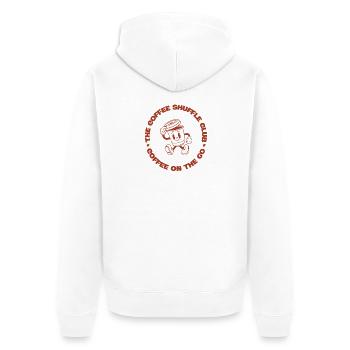 Coffee Shuffle Club Kaffee Spruch Retro Lustig - Unisex Premium Bio Zip Hoodie - Weiß - Hinten - Thijin (182cm)