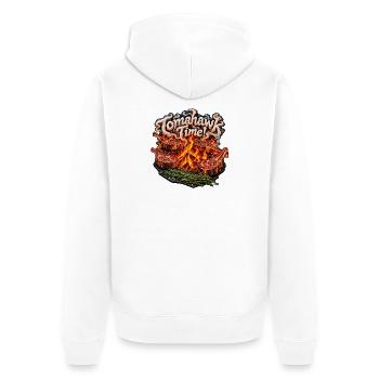 Tomahawk Time Feuergrill - Unisex Premium Bio Zip Hoodie - Weiß - Hinten - Thijin (182cm)