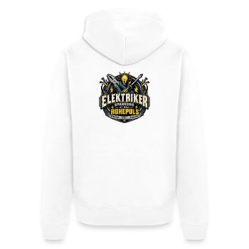 Elektriker – Spannung ist mein Ruhepuls - Unisex Premium Bio Zip Hoodie - Weiß - Hinten - Thijin (182cm)