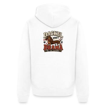 Dackel statt Drama – Lustiges Dackel Design - Unisex Premium Bio Zip Hoodie - Weiß - Hinten - Thijin (182cm)