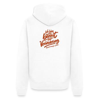 Small changes please. - Unisex Premium Bio Zip Hoodie - Weiß - Hinten - Thijin (182cm)