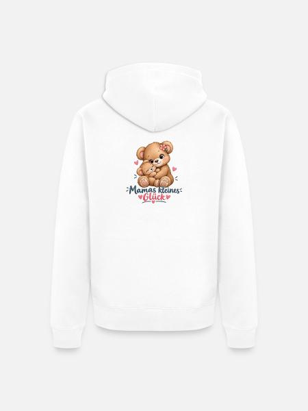 Mamas Kleines Glück Kuschelbär - Unisex Premium Bio Zip Hoodie - Weiß