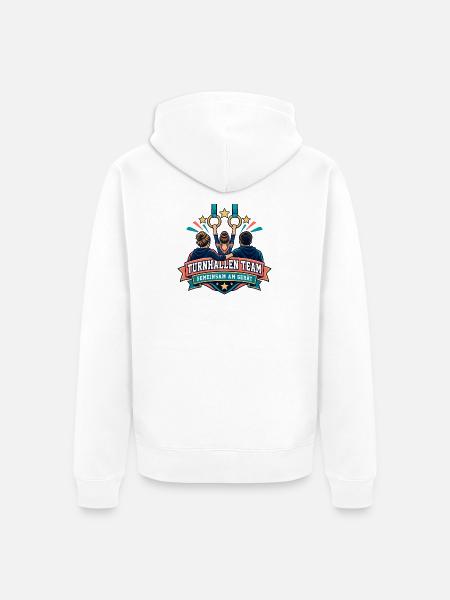 Turnhallen Team – Gemeinsam am Gerät - Unisex Premium Bio Zip Hoodie - Weiß