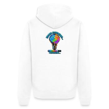 Neon Gehirnstorm Verarbeitung - Unisex Premium Bio Zip Hoodie - Weiß - Hinten - Thijin (182cm)