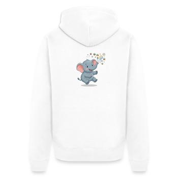 Kleiner Elefant bläst Blasen, Illustration - Unisex Premium Bio Zip Hoodie - Weiß - Hinten - Thijin (182cm)