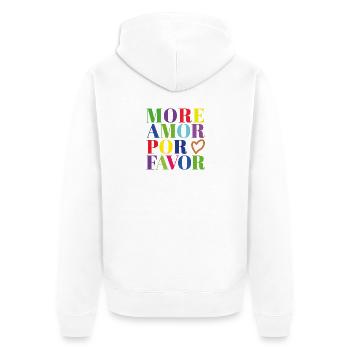 More Amor por Favor - Unisex Premium Bio Zip Hoodie - Weiß - Hinten - Thijin (182cm)