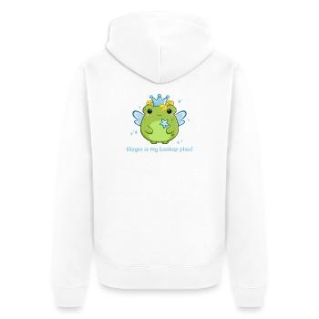 Süße Frosch Fee in blau mit lustigem Spruch - Unisex Premium Bio Zip Hoodie - Weiß - Hinten - Thijin (182cm)