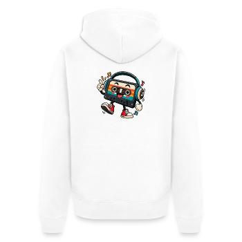 Retro Kassette mit Kopfhörern - Unisex Premium Bio Zip Hoodie - Weiß - Hinten - Thijin (182cm)