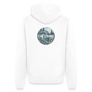 Stay Strange Waldpilz Motiv - Unisex Premium Bio Zip Hoodie - Weiß - Hinten - Thijin (182cm)