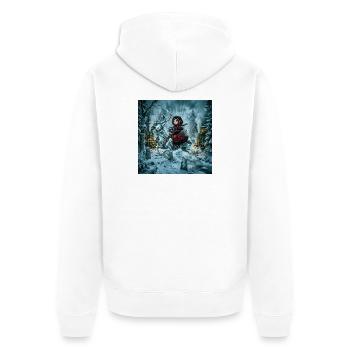 Der Geist des Winters – Keltischer Frostreiter - Unisex Premium Bio Zip Hoodie - Weiß - Hinten - Thijin (182cm)