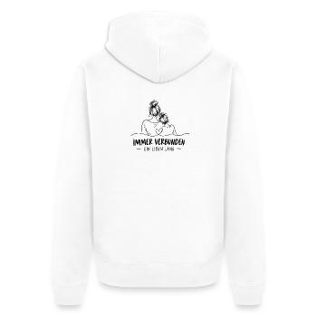 Immer verbunden - Unisex Premium Bio Zip Hoodie - Weiß - Hinten - Thijin (182cm)