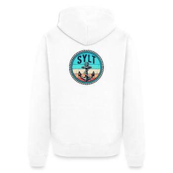 Sylt - Nordsee - Anker - Westerland - Kampen - Unisex Premium Bio Zip Hoodie - Weiß - Hinten - Thijin (182cm)