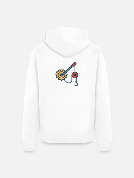 Mechanik als technische Illustration. - Unisex Premium Bio Zip Hoodie - Weiß