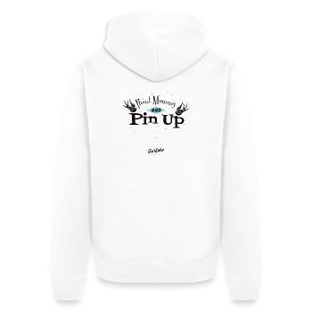 Stolze Mama & Pin-Up – Rockabilly-Mama - Unisex Premium Bio Zip Hoodie - Weiß - Hinten - Thijin (182cm)