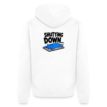 Geek ist ausverkauft – WIRD GESCHLOSSEN - Unisex Premium Bio Zip Hoodie - Weiß - Hinten - Thijin (182cm)