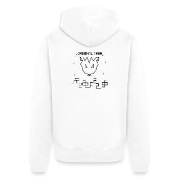 MANDOMBE_ORIGNAL - Unisex Premium Bio Zip Hoodie - Weiß - Hinten - Thijin (182cm)