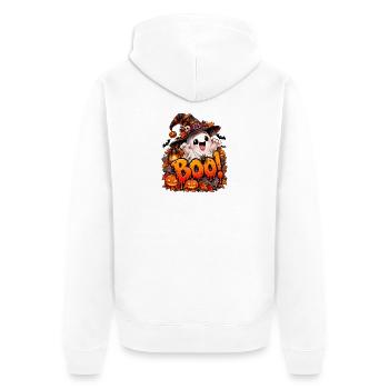 Boo Halloween Geist mit Kürbissen - Unisex Premium Bio Zip Hoodie - Weiß - Hinten - Thijin (182cm)