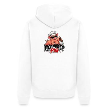 Peppered Pig Kochchef Cartoon - Unisex Premium Bio Zip Hoodie - Weiß - Hinten - Thijin (182cm)