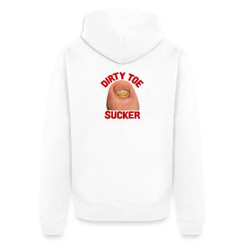 Schmutziger Zehensauger Lustiges, ekelhaftes Zehennageldesign - Unisex Premium Bio Zip Hoodie - Weiß - Hinten - Thijin (182cm)