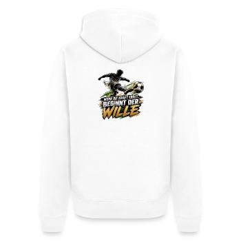 Fußball Motivation - Unisex Premium Bio Zip Hoodie - Weiß - Hinten - Thijin (182cm)