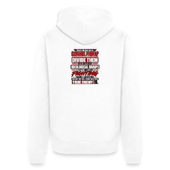 Teile sie, kontrolliere Menschen - Unisex Premium Bio Zip Hoodie - Weiß - Hinten - Thijin (182cm)