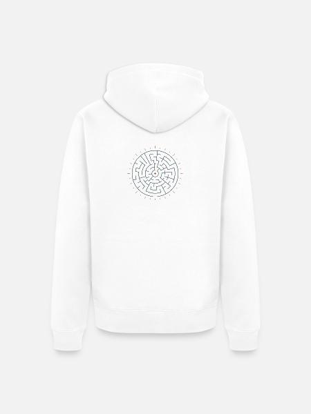 Sonnengeometrisches Labyrinth Blau-Grün - Unisex Premium Bio Zip Hoodie - Weiß