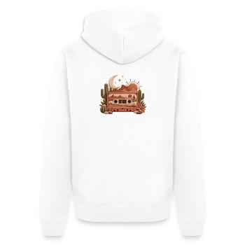 Wüsten Cassette Traumlandschaft - Unisex Premium Bio Zip Hoodie - Weiß - Hinten - Thijin (182cm)