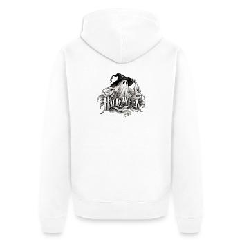 Halloween Geist mit Hut - Unisex Premium Bio Zip Hoodie - Weiß - Hinten - Thijin (182cm)