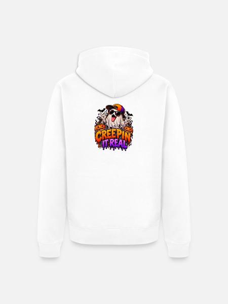 Creep It Real Halloween Ghost - Unisex Premium Bio Zip Hoodie - Weiß