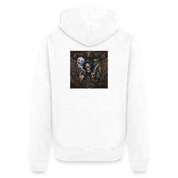 Keltischer Steampunk-Sensenmann - Unisex Premium Bio Zip Hoodie - Weiß - Hinten - Thijin (182cm)