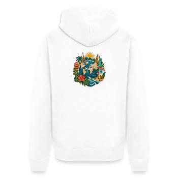 Weltreise Globus mit Landmarken - Unisex Premium Bio Zip Hoodie - Weiß - Hinten - Thijin (182cm)