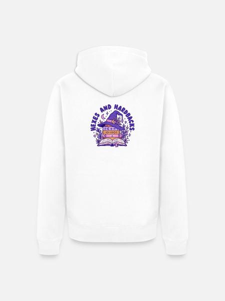 Hexenlese und Buchzauber - Unisex Premium Bio Zip Hoodie - Weiß