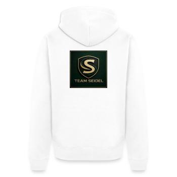 Team Seidel Logo Namenschild Familienname Firmen - Unisex Premium Bio Zip Hoodie - Weiß - Hinten - Thijin (182cm)