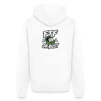 FTF oder nichts. - Unisex Premium Bio Zip Hoodie - Weiß - Hinten - Thijin (182cm)