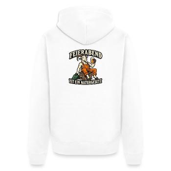 Naturgesetz Feierabend - Unisex Premium Bio Zip Hoodie - Weiß - Hinten - Thijin (182cm)