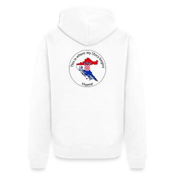 Kroatien - This is where My Story beginns - Unisex Premium Bio Zip Hoodie - Weiß - Hinten - Thijin (182cm)