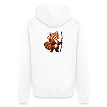 Bogenschießen Roter Panda mit Bogen und Köcher - Unisex Premium Bio Zip Hoodie - Weiß - Hinten - Thijin (182cm)