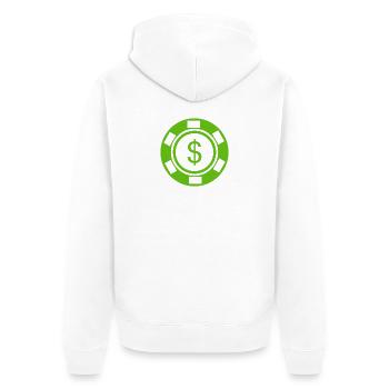 Fischspoker - Unisex Premium Bio Zip Hoodie - Weiß - Hinten - Thijin (182cm)
