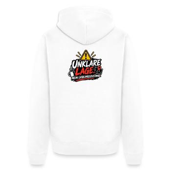 Unklare Lage Lieblingszustand - Unisex Premium Bio Zip Hoodie - Weiß - Hinten - Thijin (182cm)