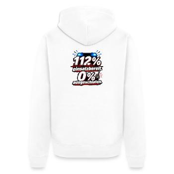 112% Einsatzbereit Schlafmangel - Unisex Premium Bio Zip Hoodie - Weiß - Hinten - Thijin (182cm)