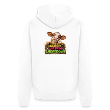 Leben Lieben Landwirtschaft - Unisex Premium Bio Zip Hoodie - Weiß - Hinten - Thijin (182cm)