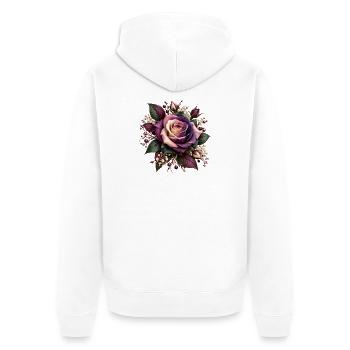Lila Rosenblüte Floral Bouquet - Unisex Premium Bio Zip Hoodie - Weiß - Hinten - Thijin (182cm)