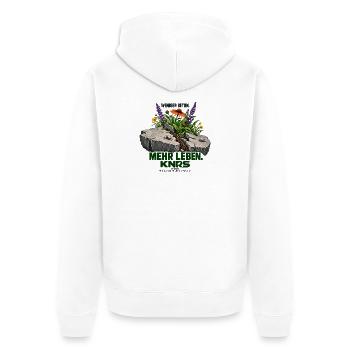 Beton trifft Natur: Blühende Risse - Unisex Premium Bio Zip Hoodie - Weiß - Hinten - Thijin (182cm)