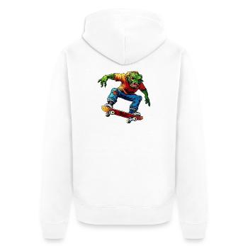 Skater Monster - Unisex Premium Bio Zip Hoodie - Weiß - Hinten - Thijin (182cm)